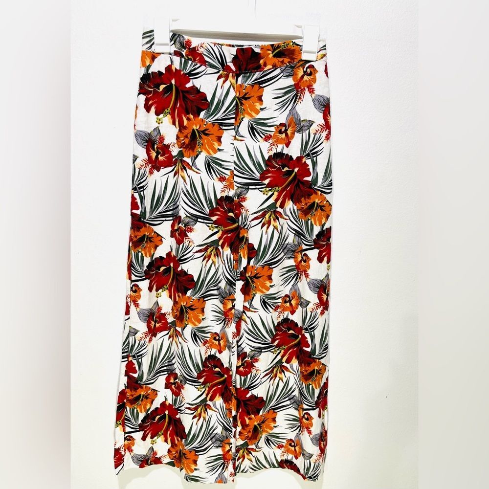 Haver and Blair Pants Linen Blend Wide Leg Floral Sumer Spring Wear Women’s S
